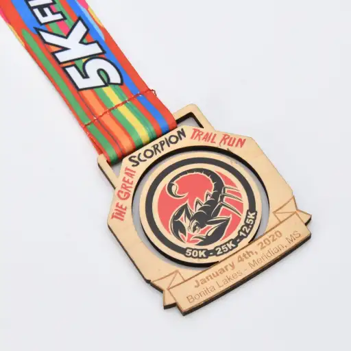Custom Scorpion Trail Run Wooden Medal